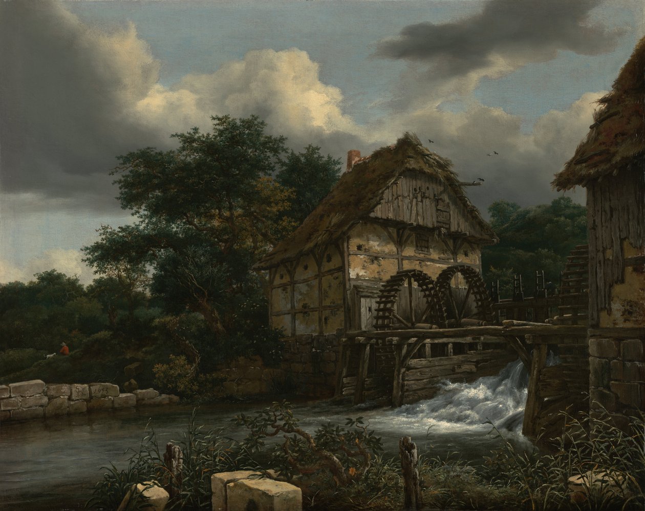 İki Su Değirmeni ve Bir Açık Kanal by Jacob van Ruisdael