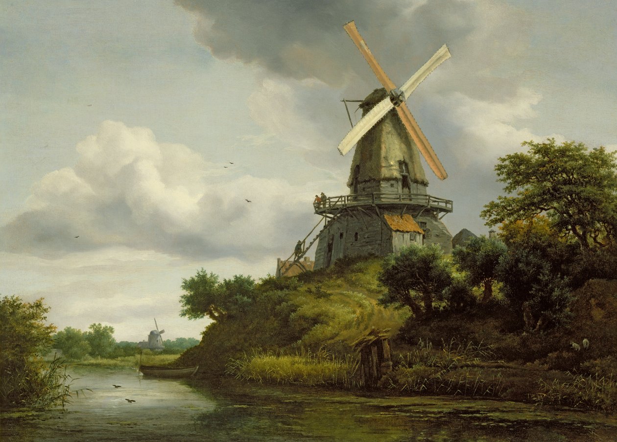 Nehir kenarında yel değirmeni by Jacob van Ruisdael