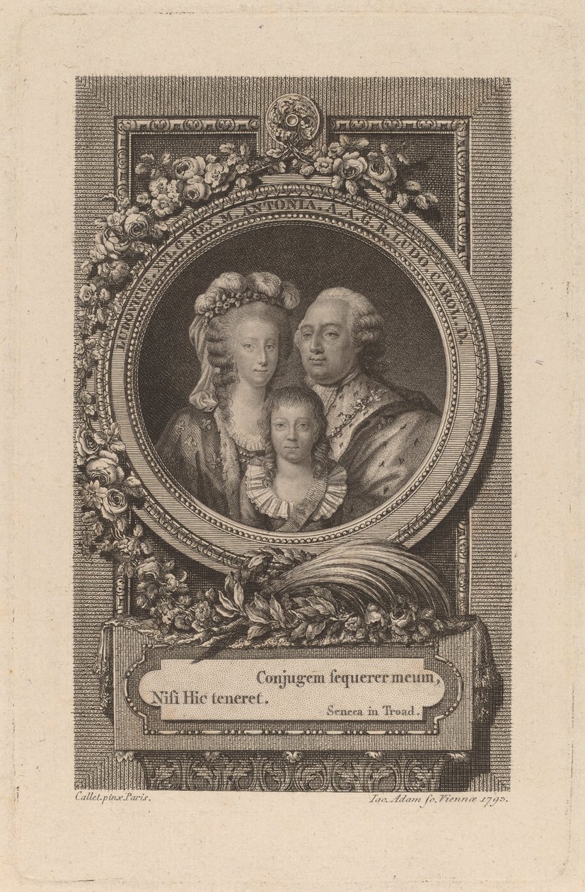 Louis XVI, Marie-Antoinette ve Louis-Charles, 1793. by Jacob Adam