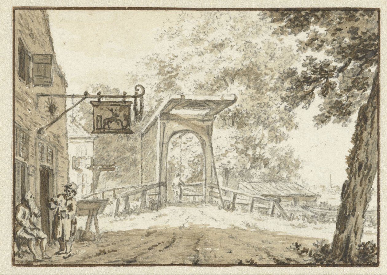 Bir köprünün önünde han by Jacob  Cats