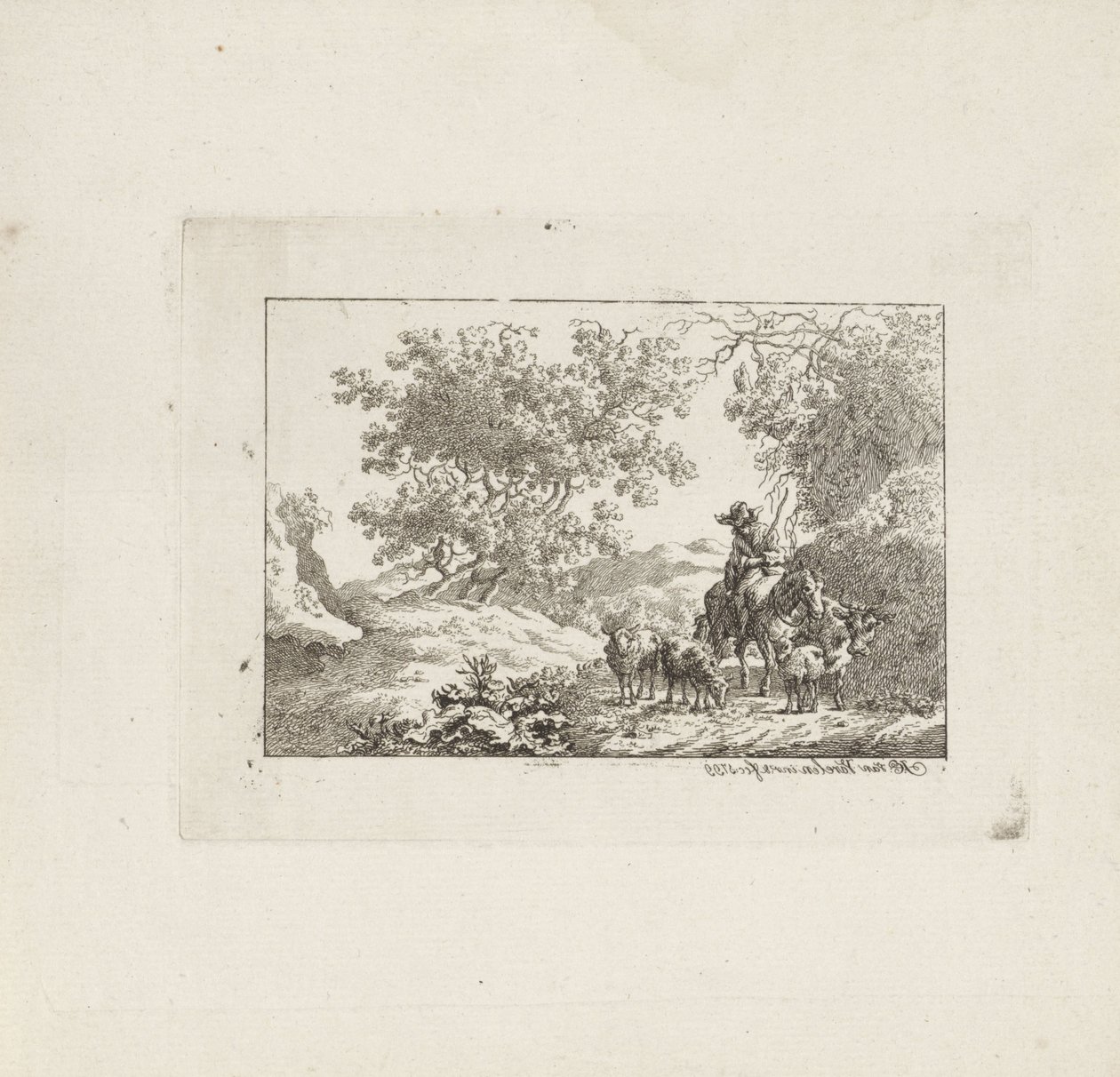 sürüsü ile at sırtında çoban by Jacob Elias van Varelen