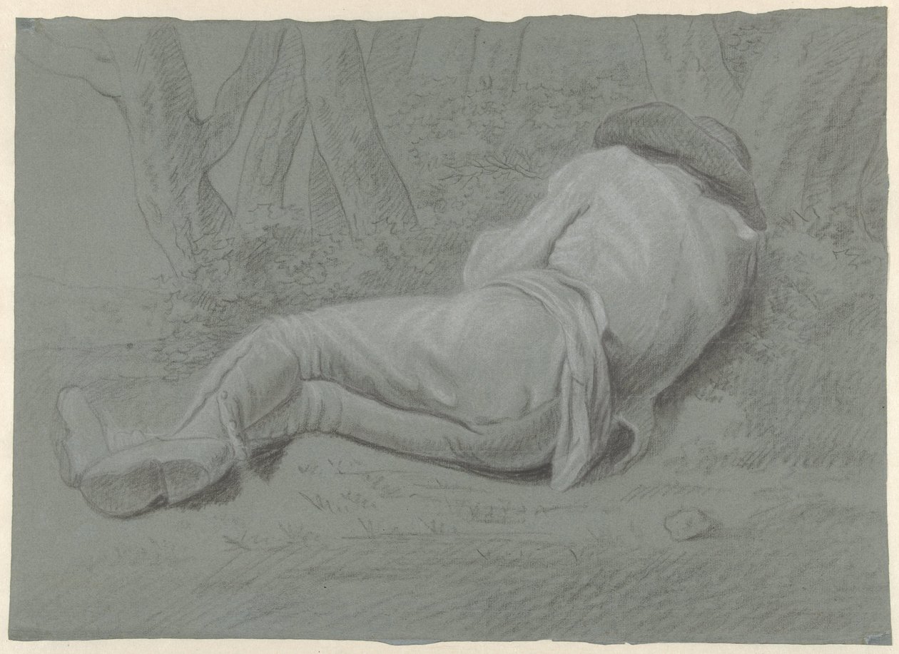 ağaçların altında yatan adam by Jacob Ernst Marcus (attributed to)