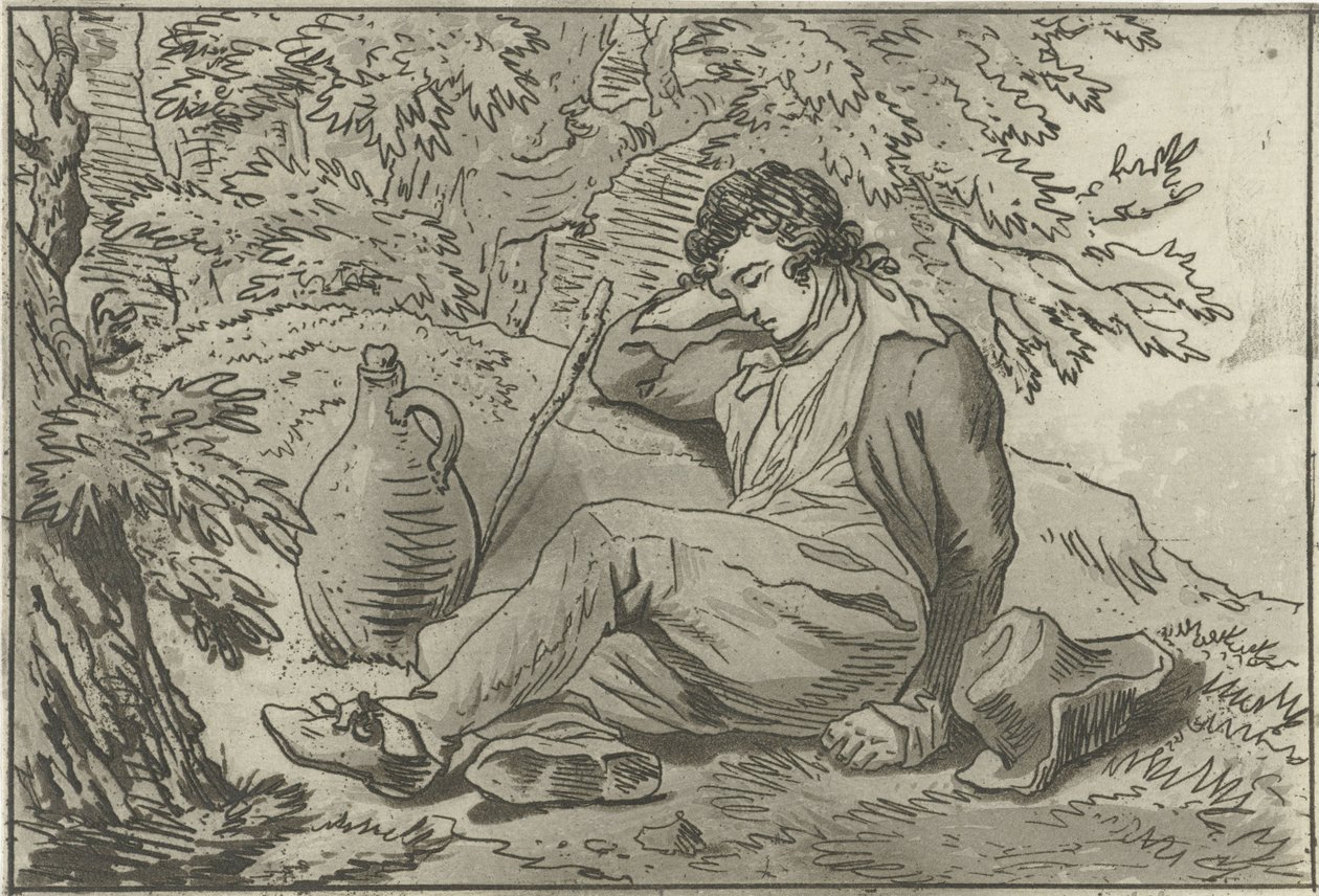 Bir sürahi yanında oturan genç adam by Jacob Ernst Marcus