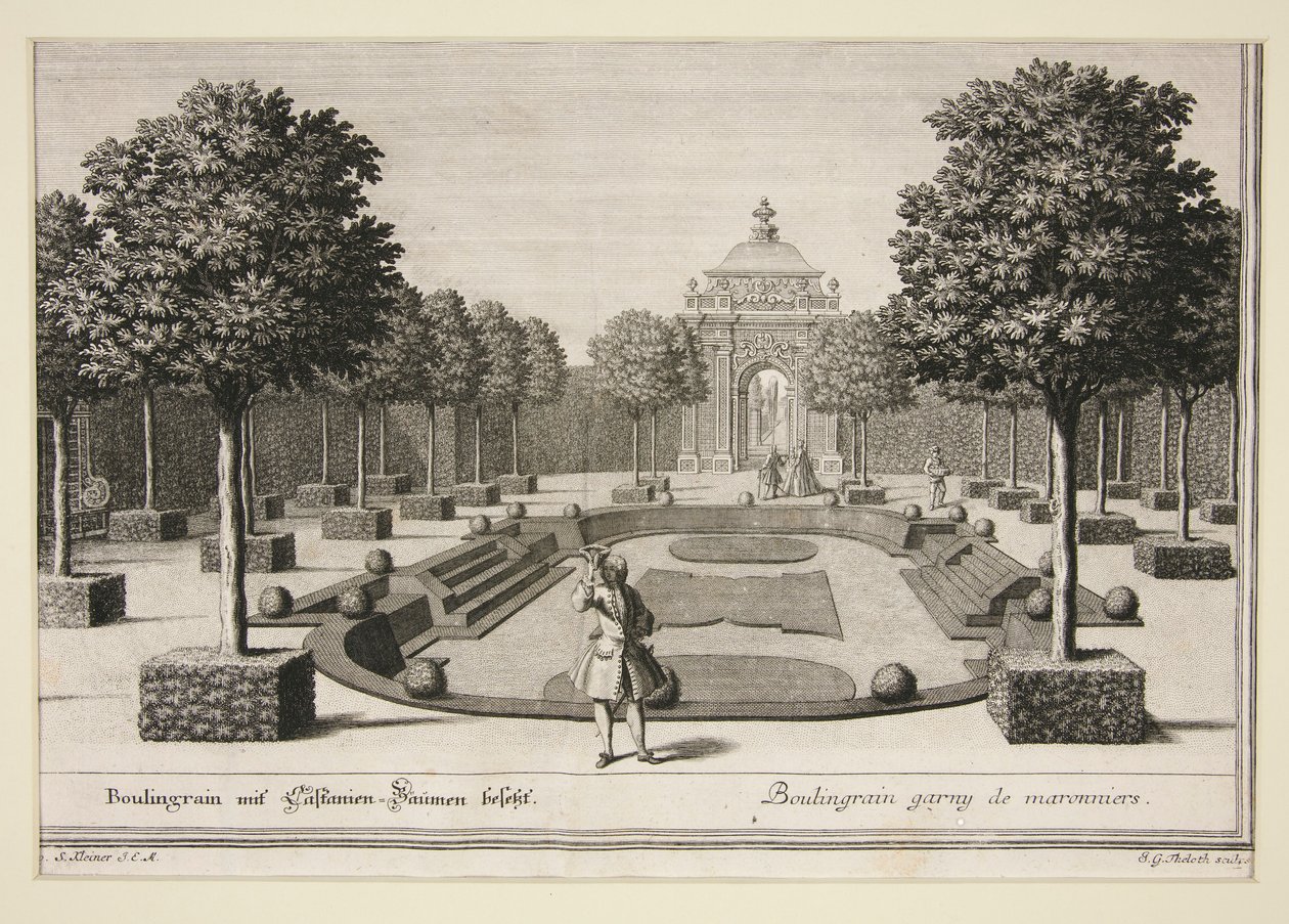 Bahçe sahnesi: Boulingraine İtalya ağaçlarıyla dolu by Jacob Gottlieb Thelot