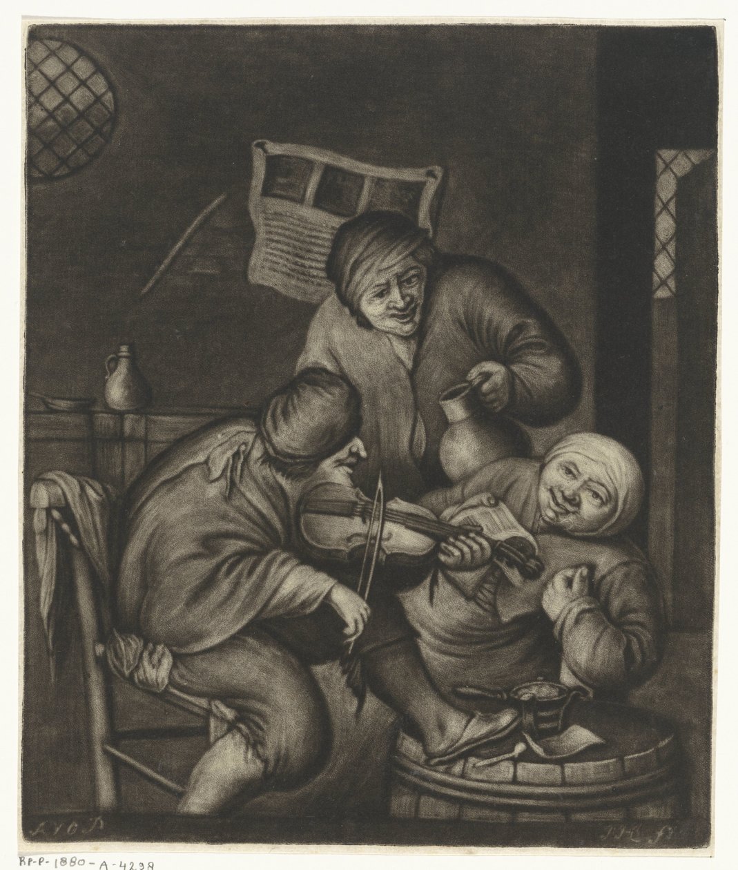 İki adam ve bir kemancı by Jacob Hoolaart