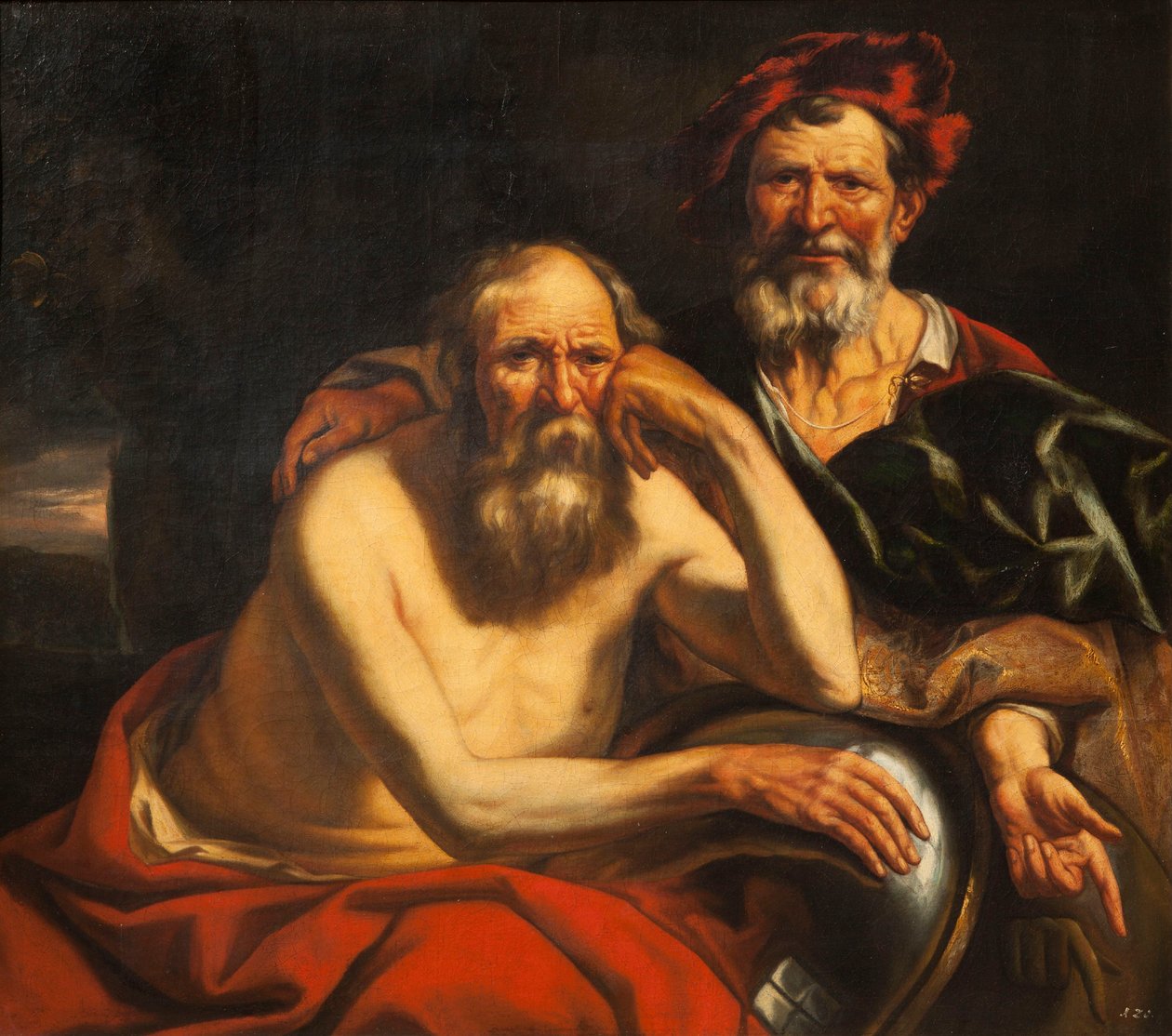 Herakleitos ve Demokritos. by Jacob Jordaens