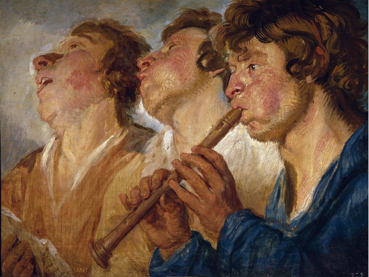 üç sokak çalgıcısı by Jacob Jordaens