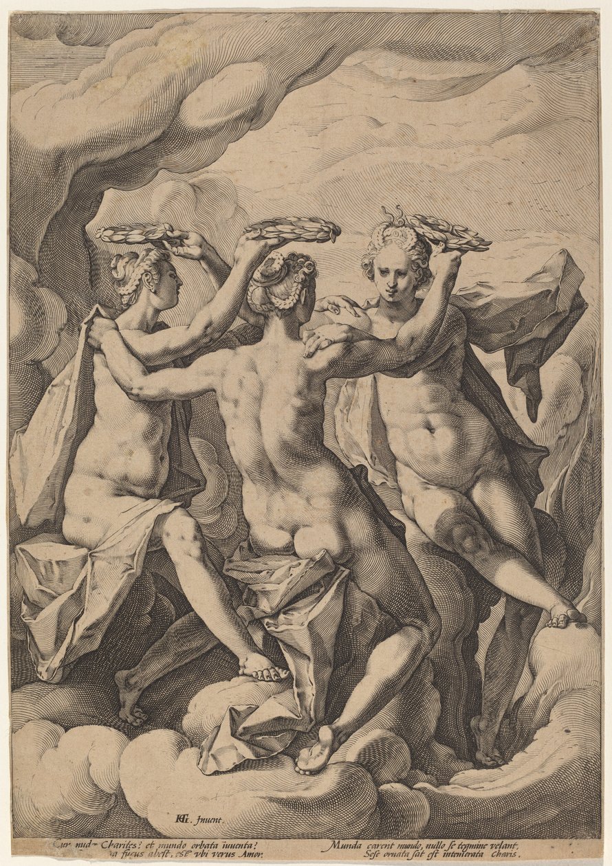 Üç Güzeller by Jacob Matham, after Hendrick Goltzius