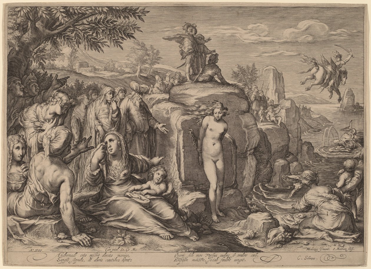 Perseus ve Andromeda by Jacob Matham after Hendrik Goltzius