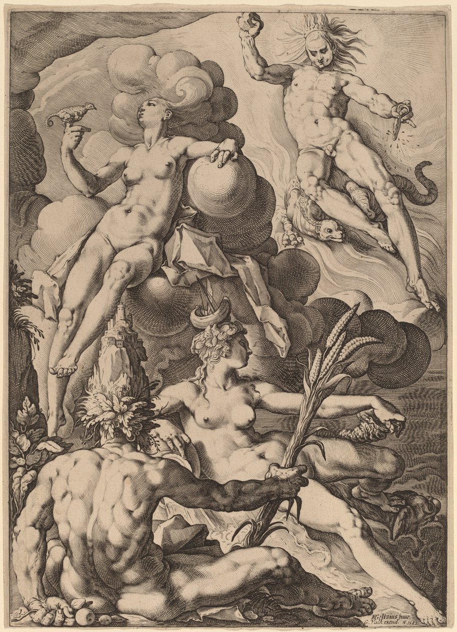 Dört Element by Jacob Matham after Hendrik Goltzius