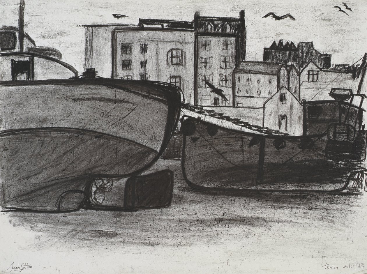 Tenby, 1994 (kağıt üzerinde kömür) by Jacob Sutton