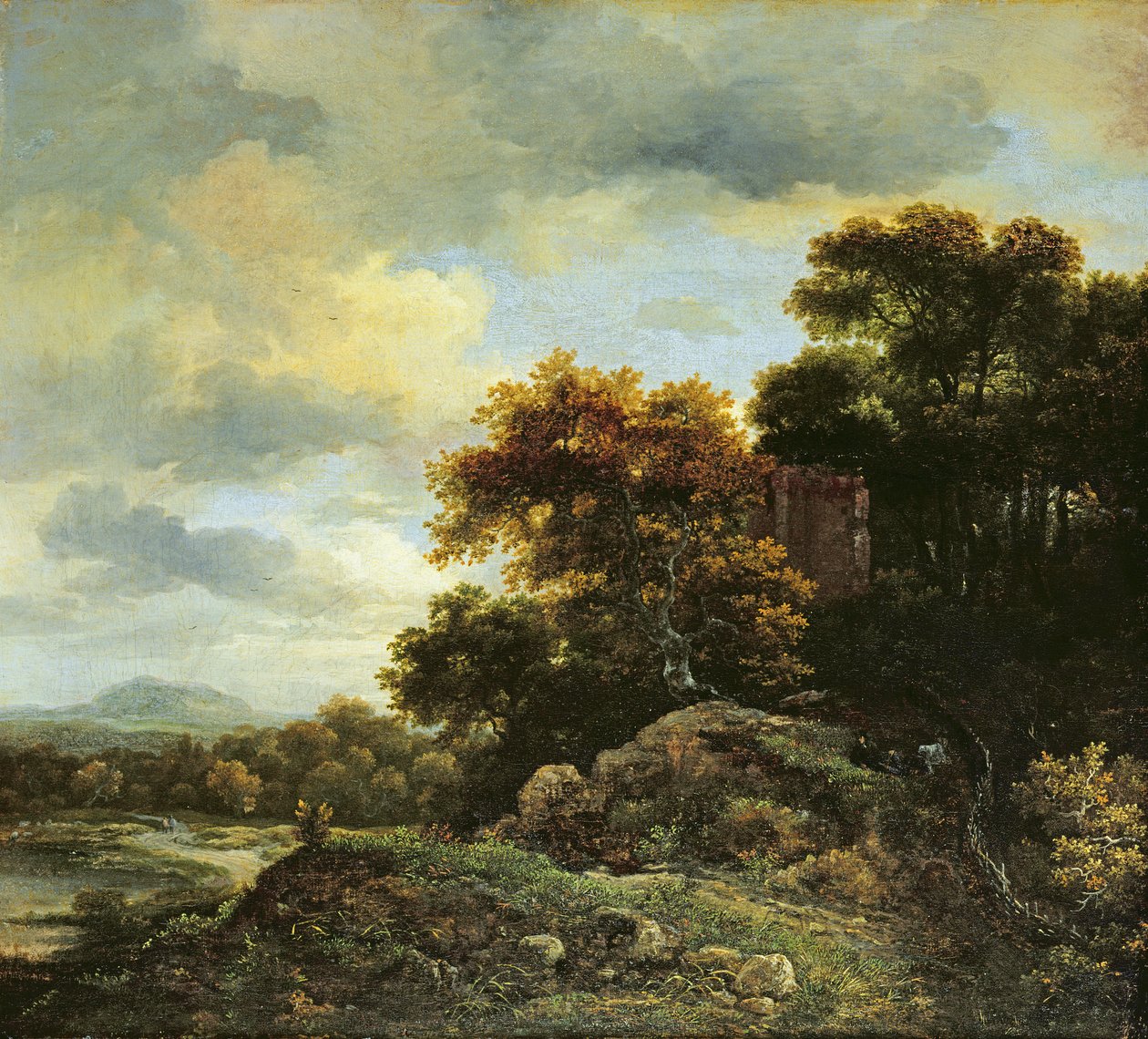 Ormanlık Tepe ile Peyzaj by Jacob van Ruisdael