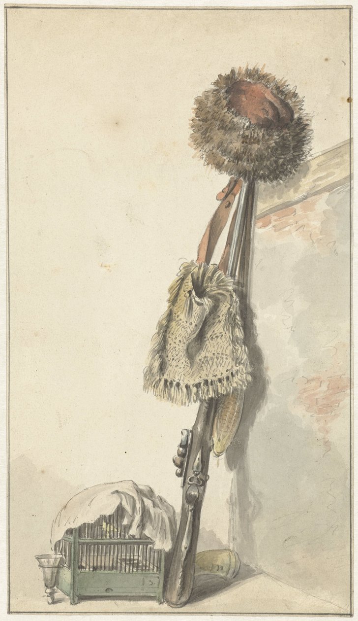 Kuş kafesi ile natürmort avı by Jacob van Strij