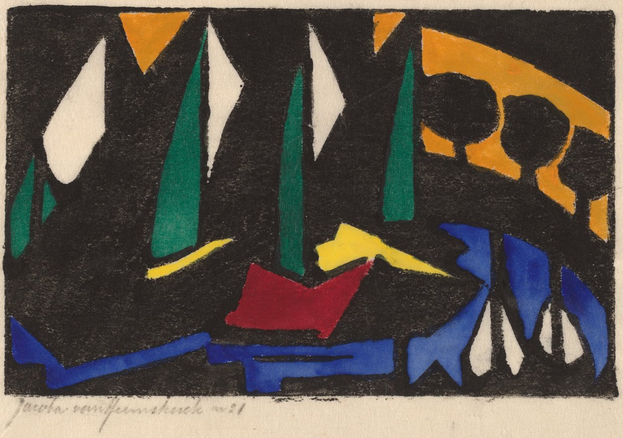 Tekne ve Ağaçlar, 1914. by Jacoba van Heemskerck van Beest