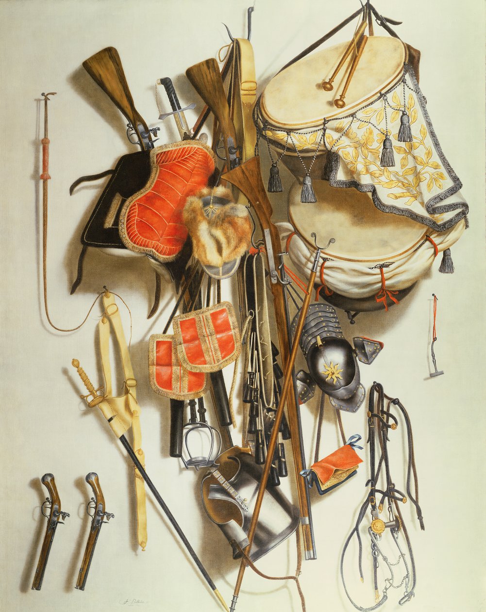 Trompe L`Oeil Askeri Teçhizat (petrol) by Jacobus Biltius
