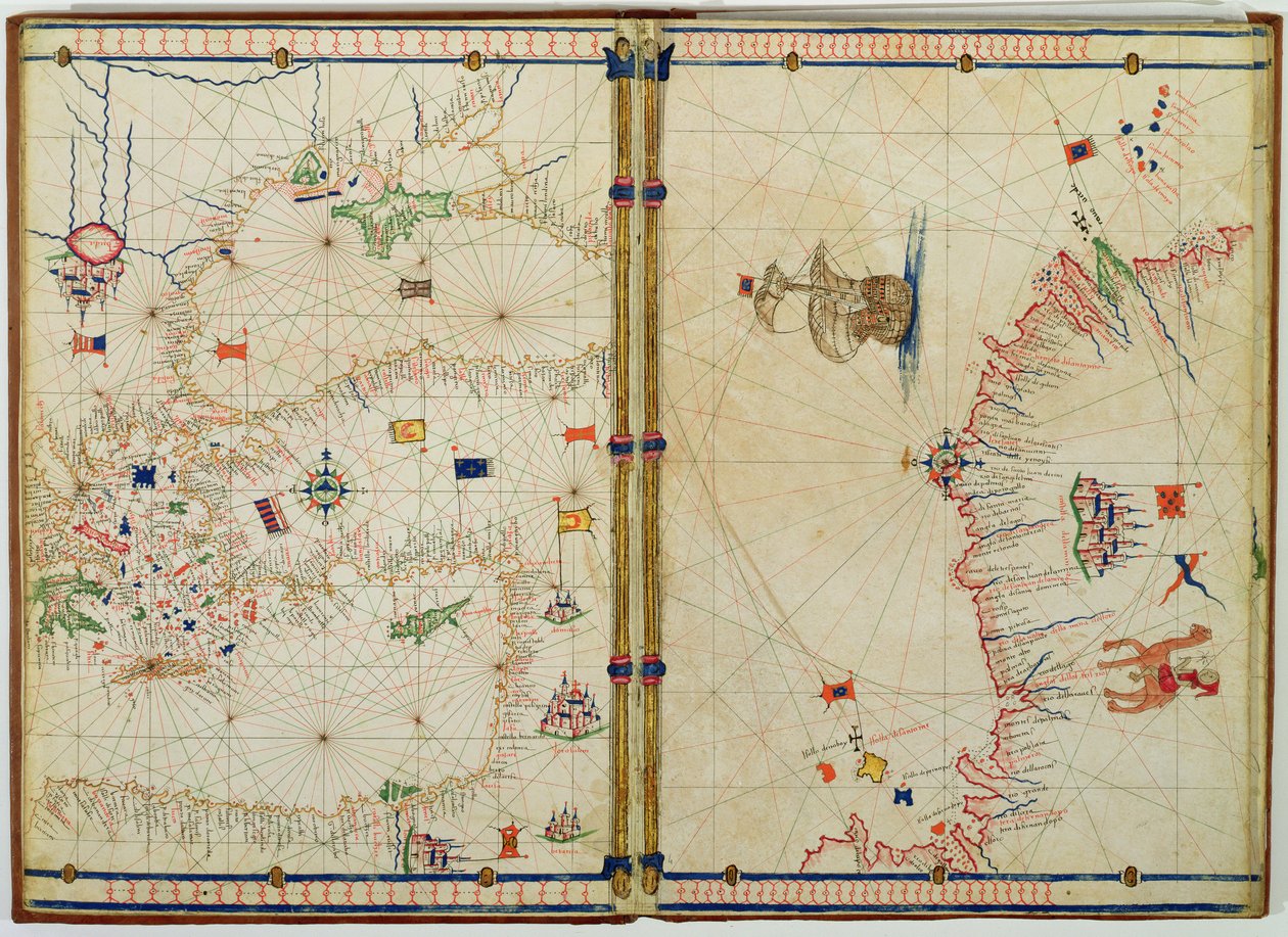 Ms Ital 550.0.3.15 fol.4v-5r Doğu Akdeniz Kıyısı ve Adaların Haritası, 