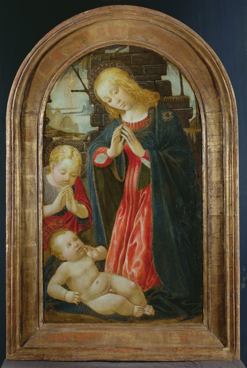 Bebek St. John the Baptist ile birlikte Madonna ve Çocuk (panelde tempera) by Jacopo del Sellaio