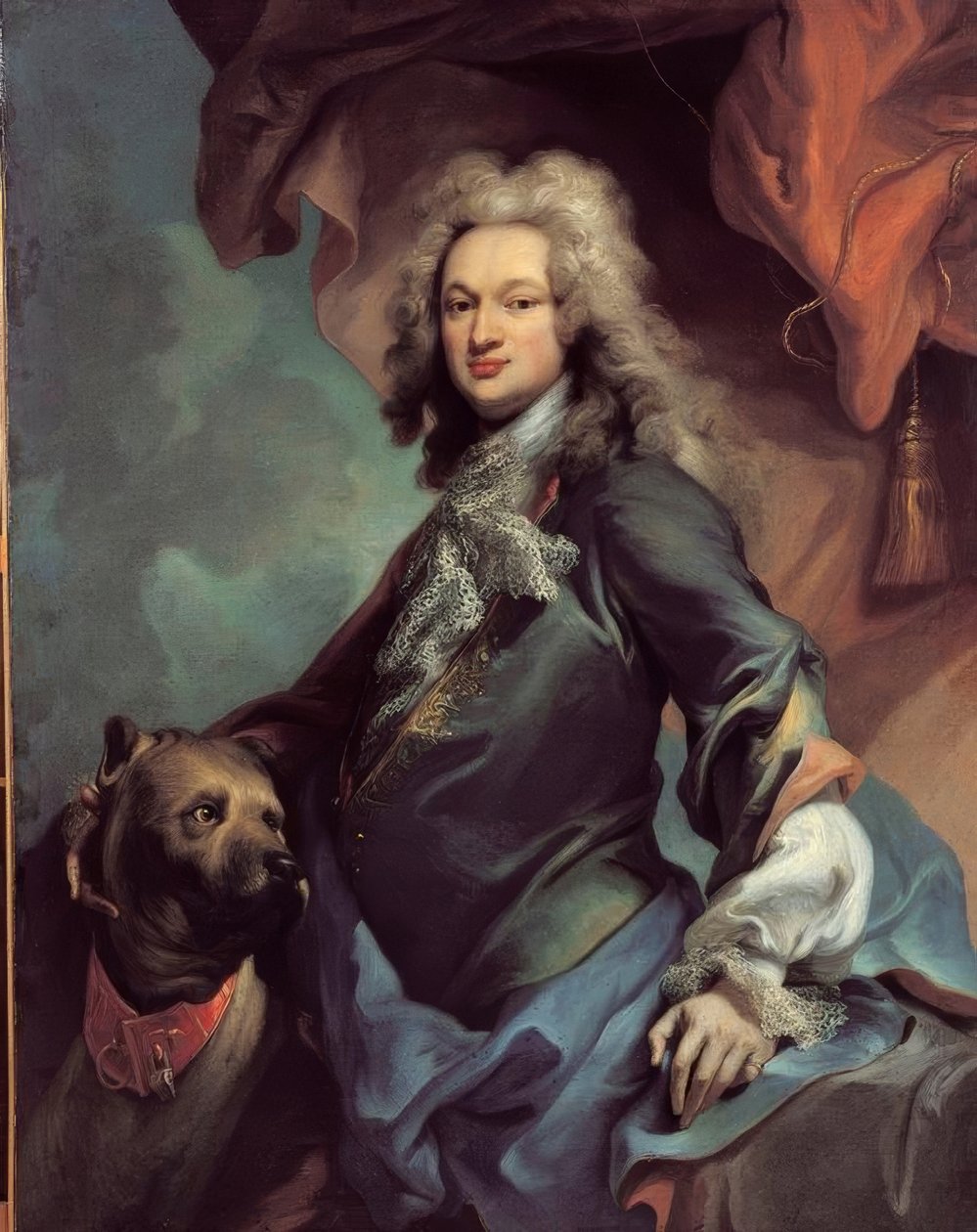 Mastiff olan bir beyefendinin portresi by Jacopo Amigoni