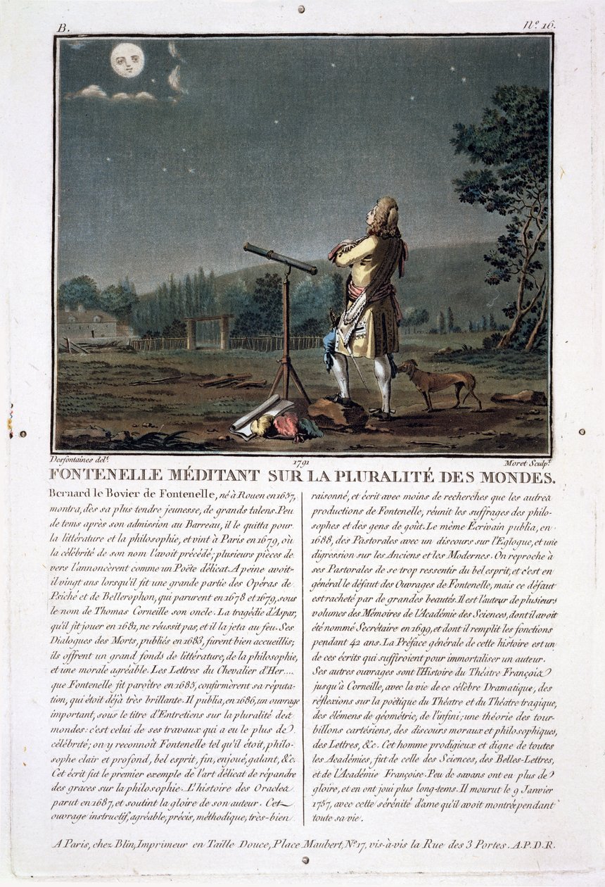 Jean Baptiste Morret (fl.1790-1820), 1791 (ayrıca bkz. 251584) tarafından oyulmuş Bernard le Bovier de Fontenelle (1657-1757) by Jacques Francois Joseph Swebach