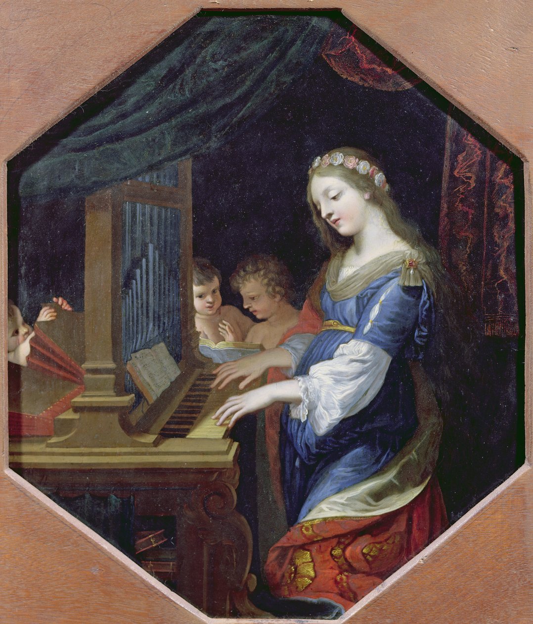 Aziz Cecilia Org Çalıyor (bakır üzerine yağ) by Jacques Stella