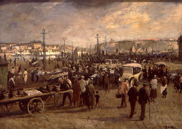Balık Satışı (tuval üzerine yağlı boya) by Jacques Emile Blanche
