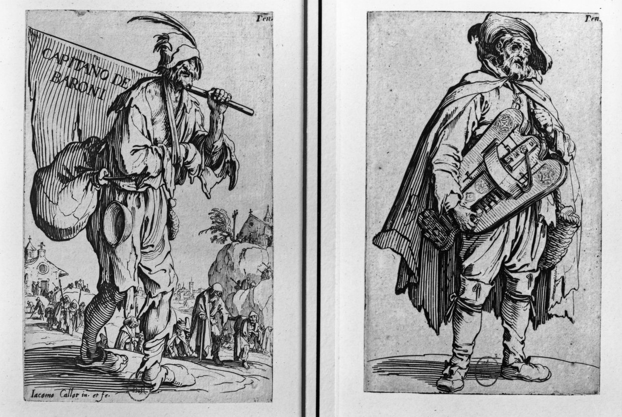Bir Dilenci ve Bir Hurdy-Gurdy Oyuncusu by Jacques Callot