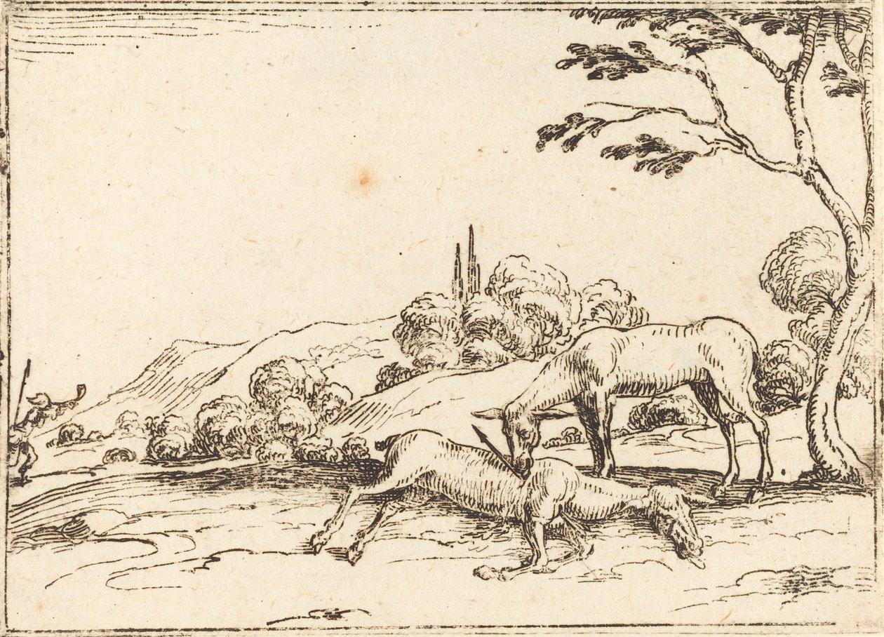 Doe Tayının Yasını Tutuyor. by Jacques Callot