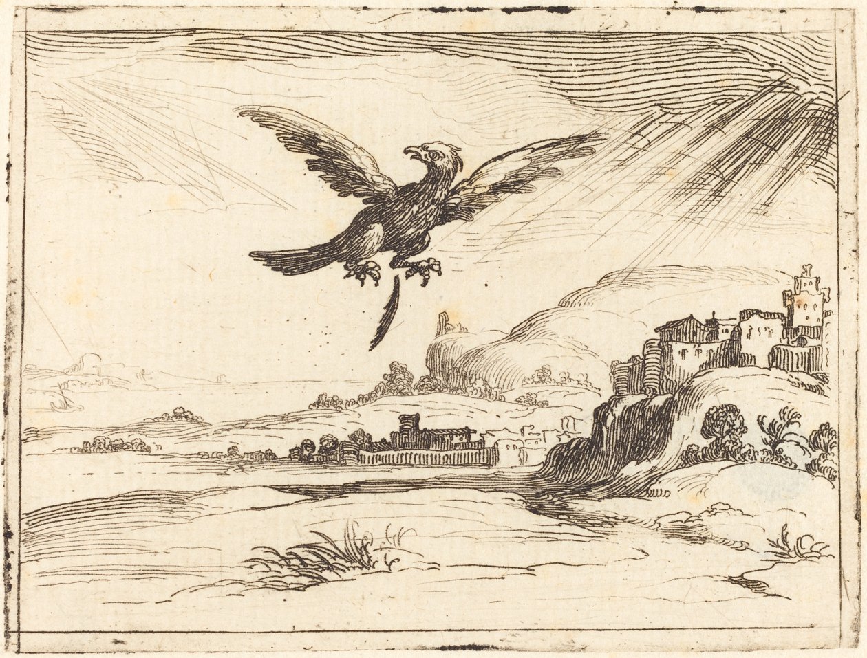 Eski Tüyünü Kaybeden Kartal, 1628. by Jacques Callot
