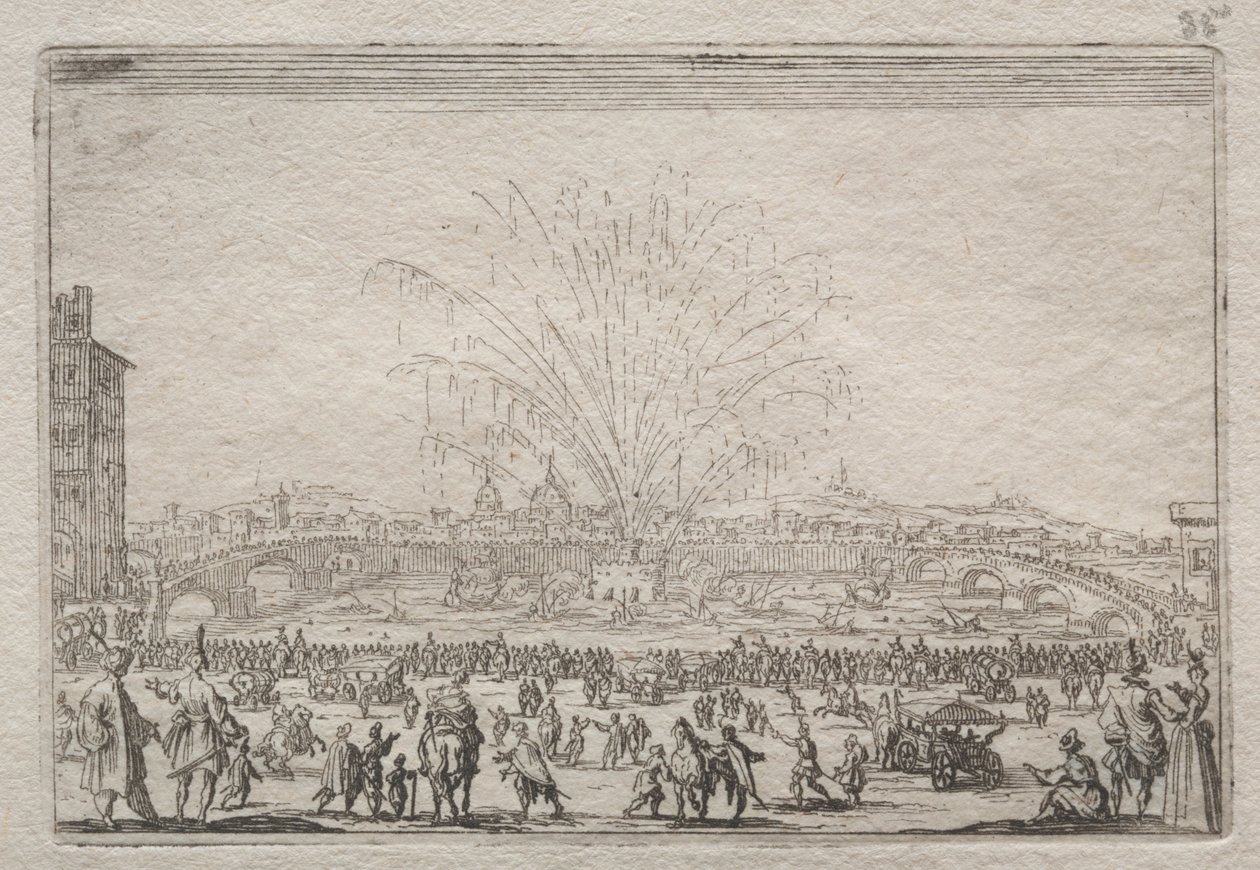 Arno üzerinde havai fişek by Jacques Callot