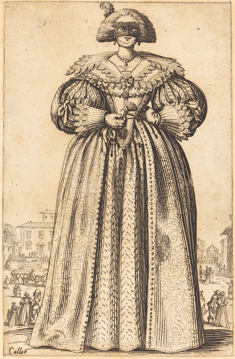 maskeli asil kadın by Jacques Callot