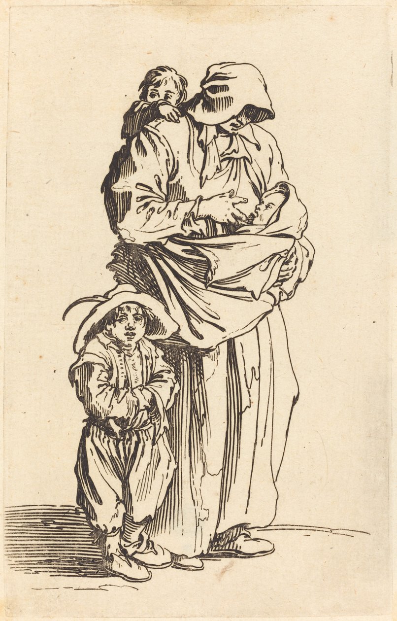 Anne ve Üç Çocuk by Jacques Callot