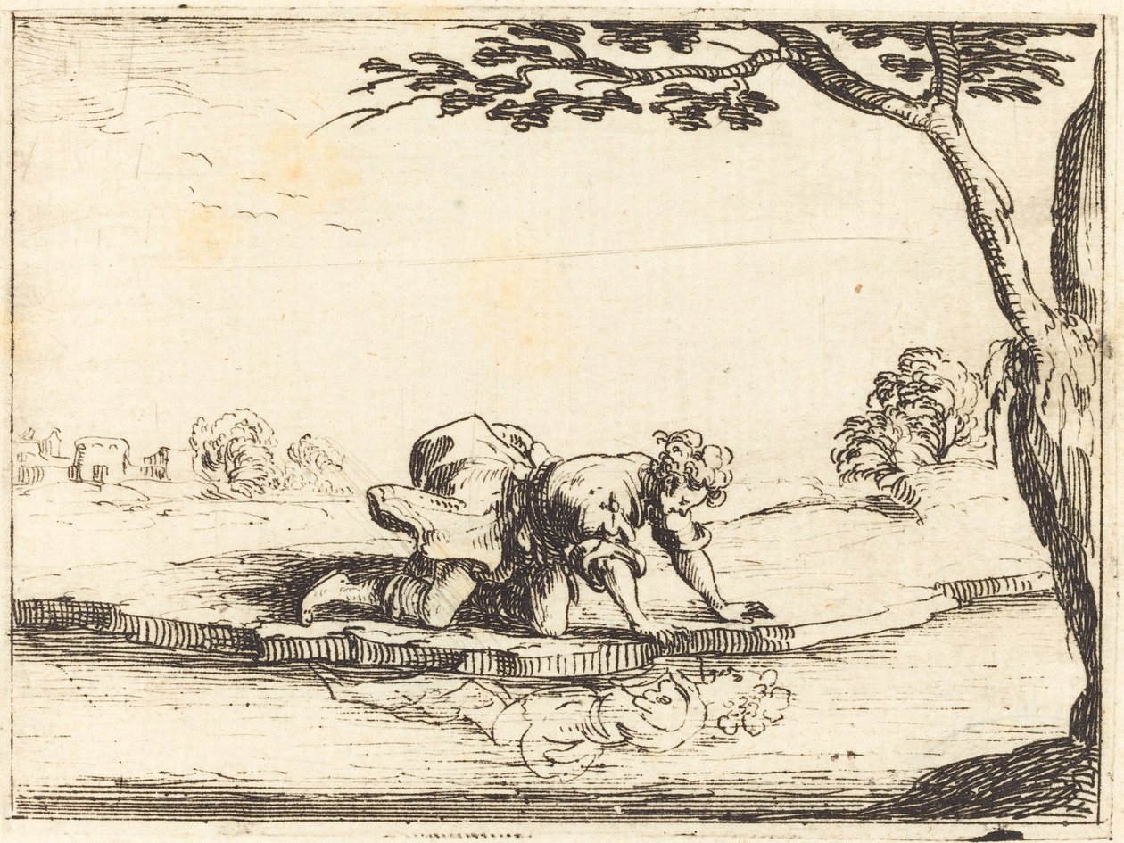 Narcissus Suya Bakıyor, 1628. by Jacques Callot