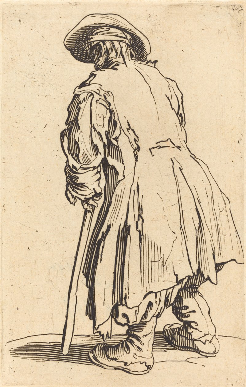 Tek Koltuk Değneği ile Yaşlı Dilenci by Jacques Callot