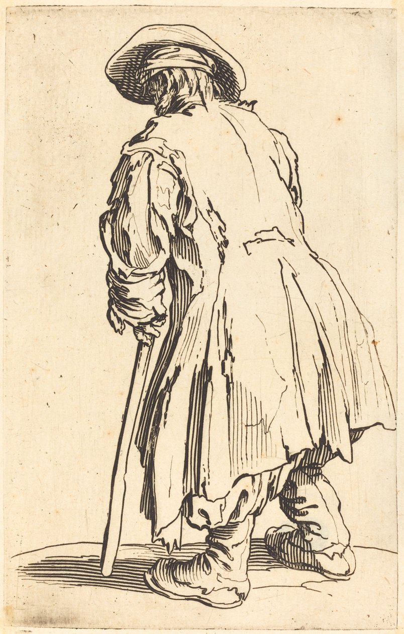 Tek Koltuk Değneği ile Yaşlı Dilenci by Jacques Callot