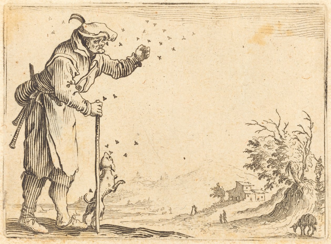 Arıların Saldırısına Uğrayan Köylü, c. 1622. by Jacques Callot