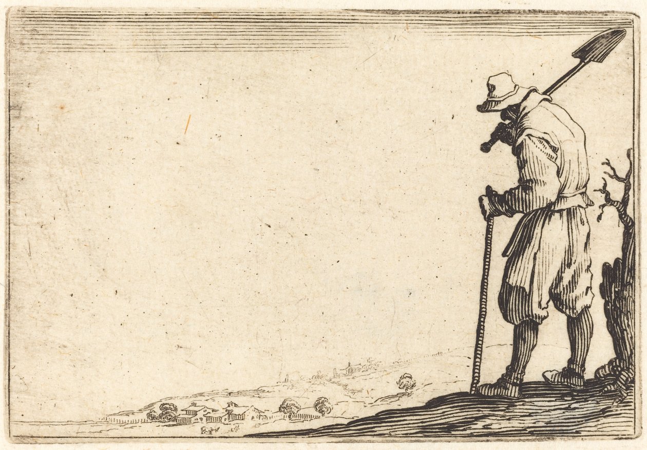 Omzunda Kürekle Köylü by Jacques Callot