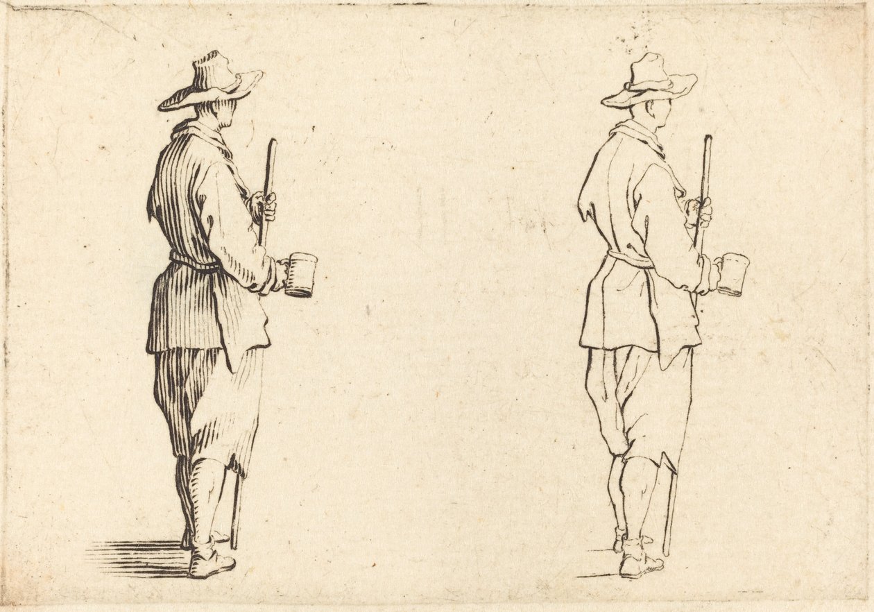 Bir Kupa ile Köylü by Jacques Callot