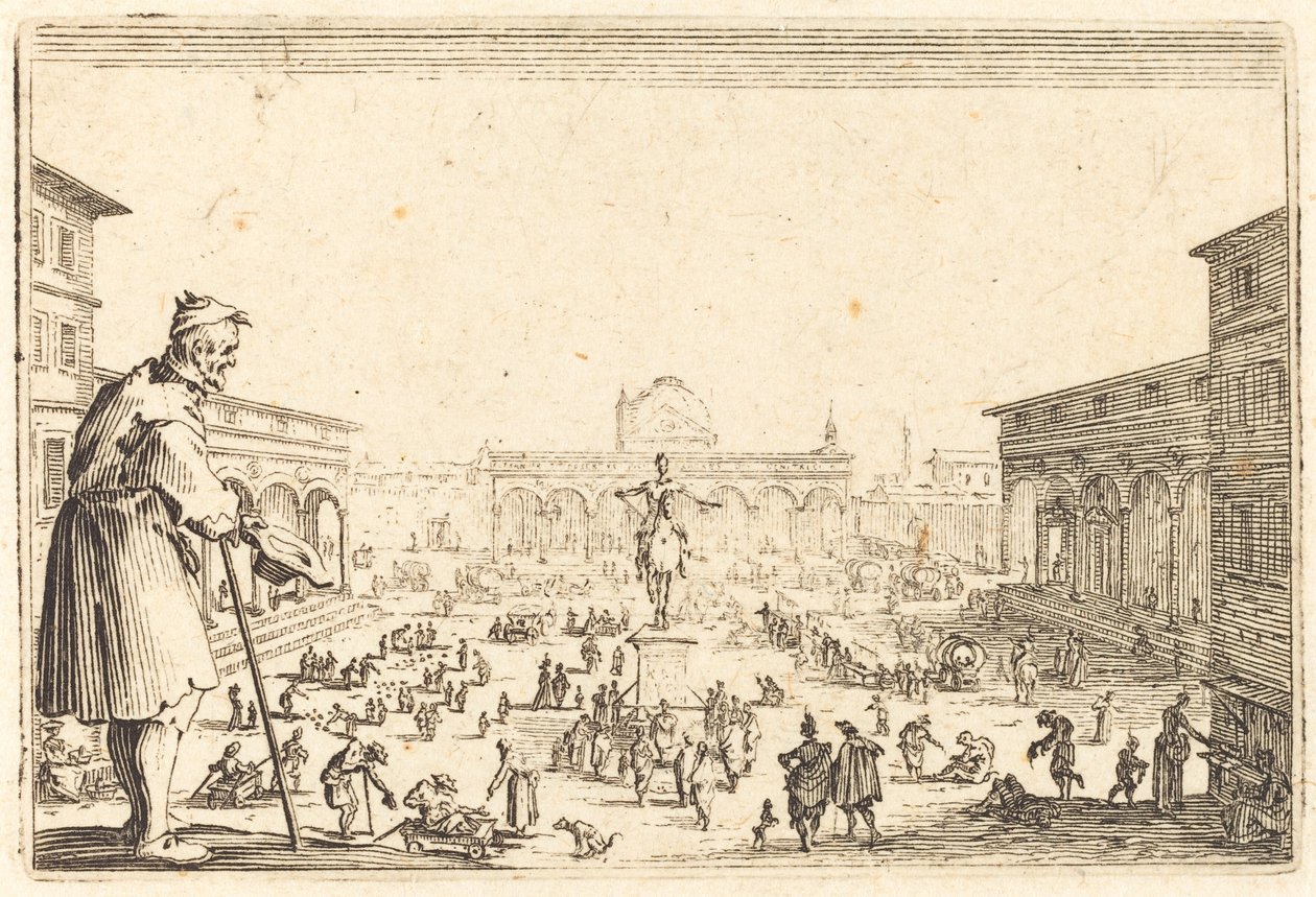 Piazza SS. Annunziata, Floransa, c. 1622. by Jacques Callot