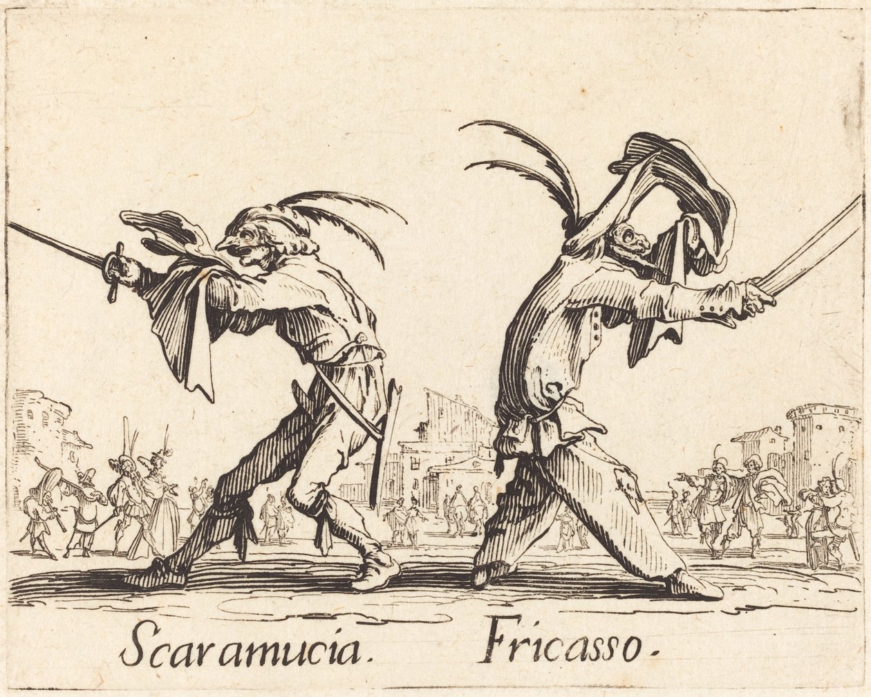 Scaramucia ve Fricasso by Jacques Callot