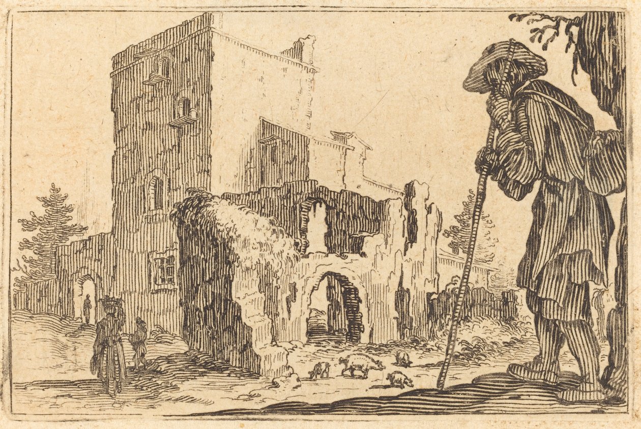 Çoban ve Harabeler, c. 1622. by Jacques Callot