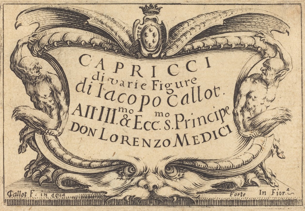 "The Capricci" için Başlık Sayfası by Jacques Callot