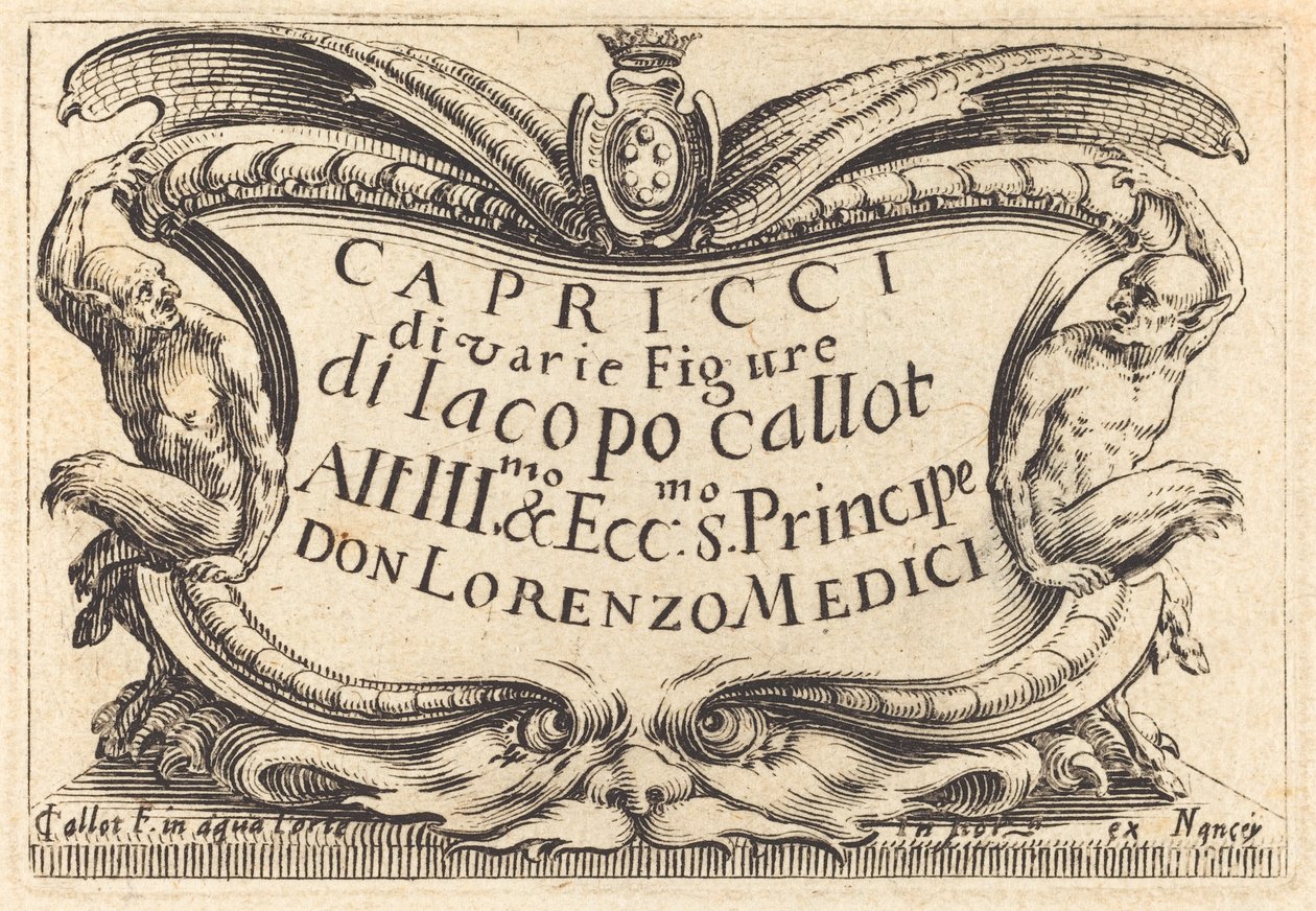 "The Capricci" için Başlık Sayfası by Jacques Callot