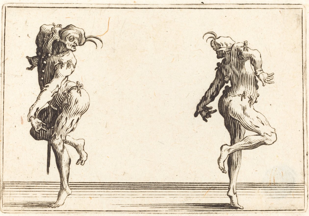 İki Pantalon Dansı, c. 1622. by Jacques Callot