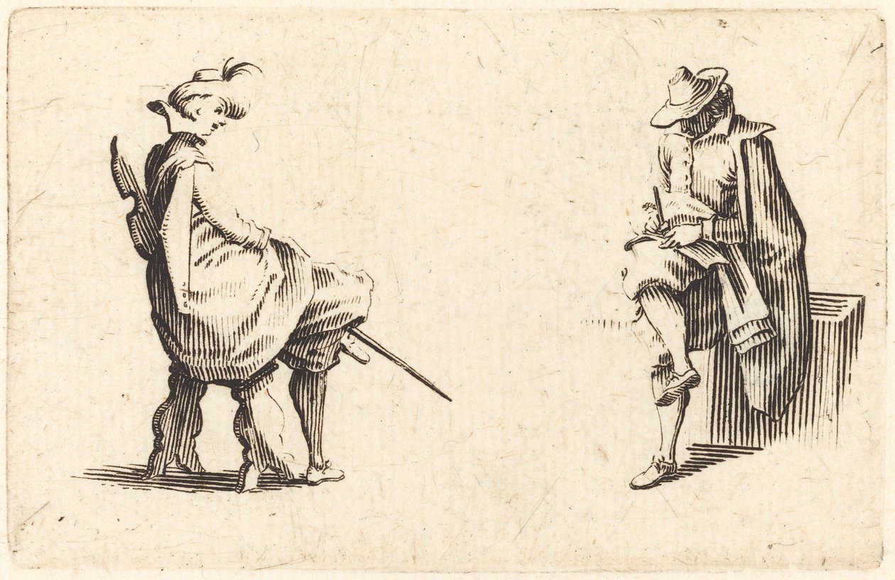 İki Oturan Figür by Jacques Callot