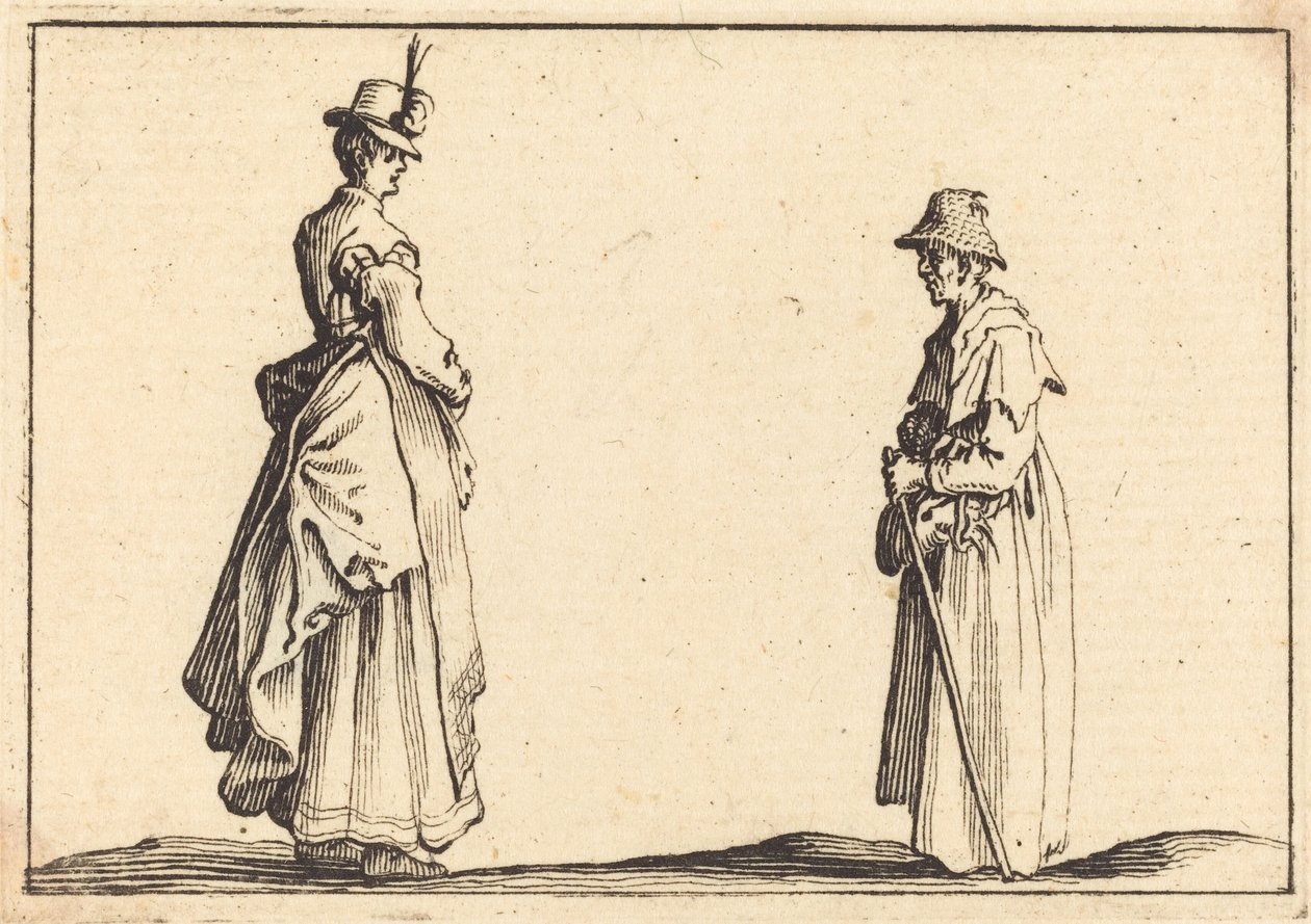Profilde İki Kadın, c. 1617. by Jacques Callot