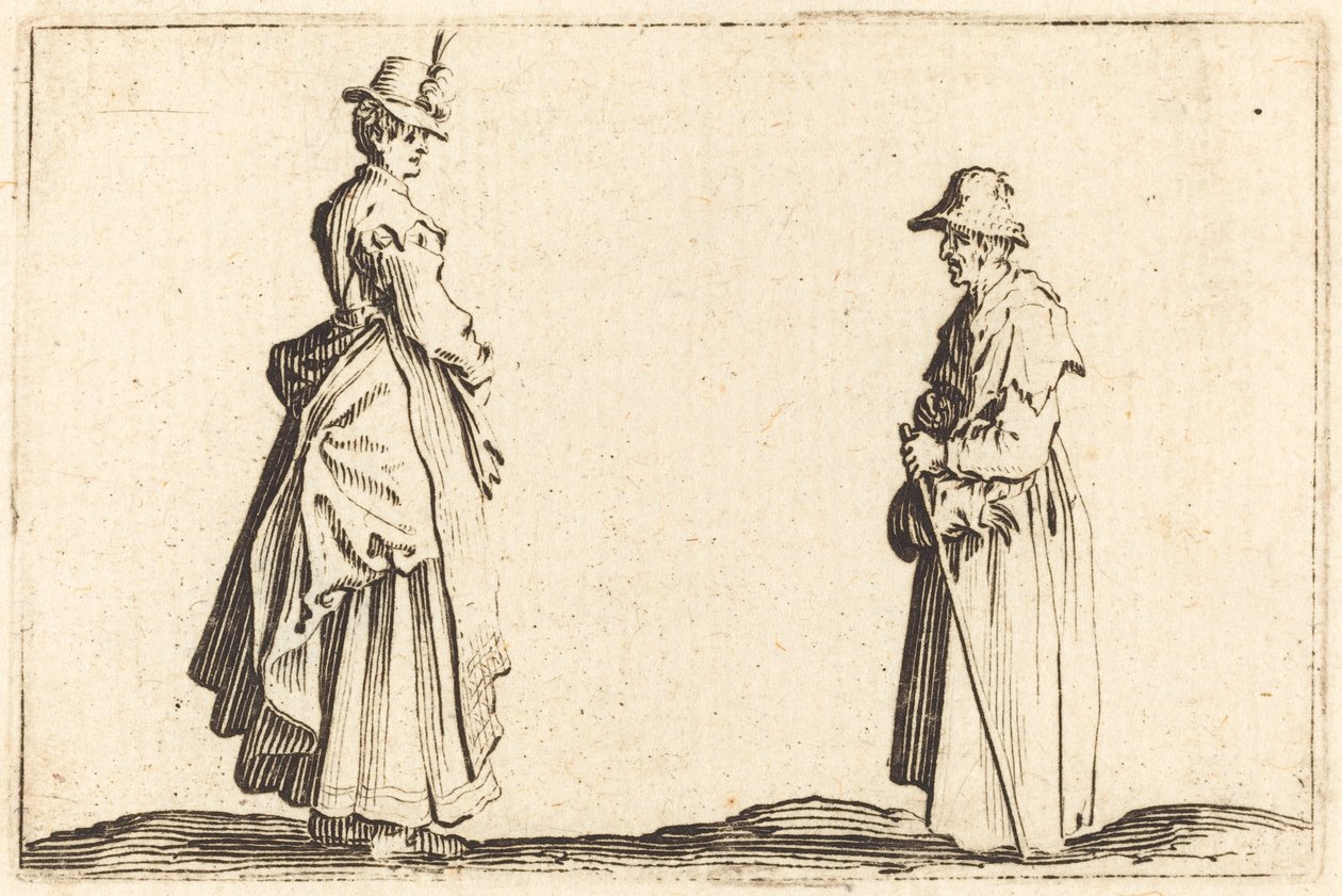 Profilde İki Kadın, c. 1622. by Jacques Callot