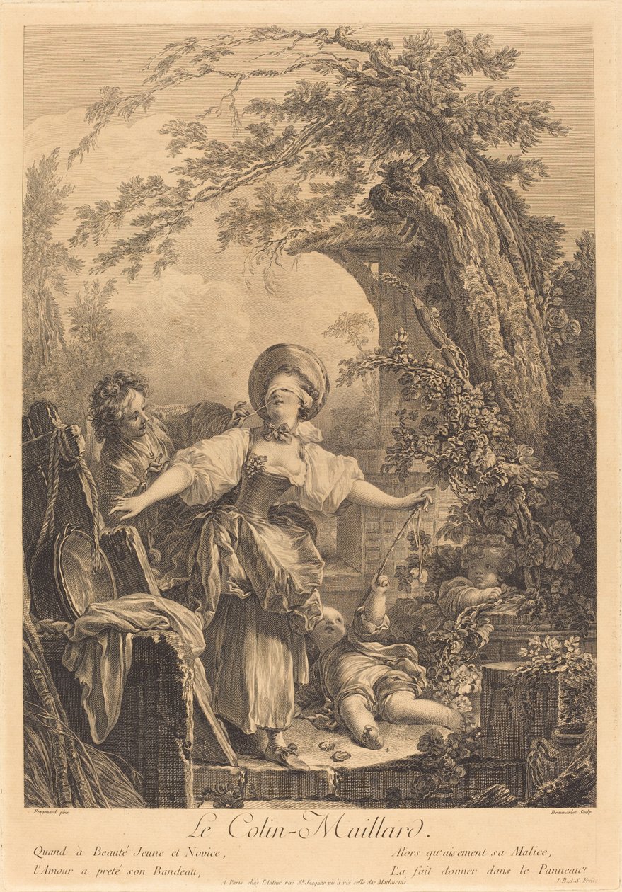 Colin Maillard by Jacques Firmin Beauvarlet after Jean Honoré Fragonard