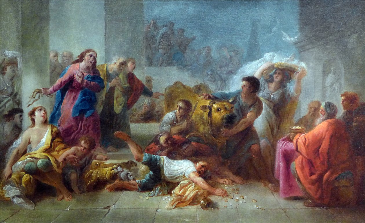 Mesih tüccarları Tapınaktan kovuyor by Jacques Gamelin