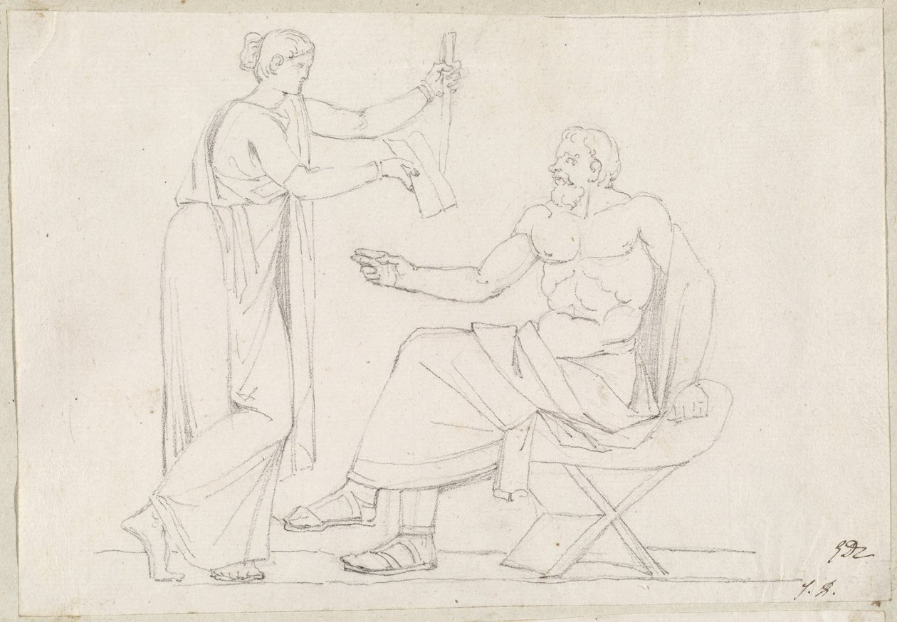 Sokrates ve Diotime by Jacques Louis David