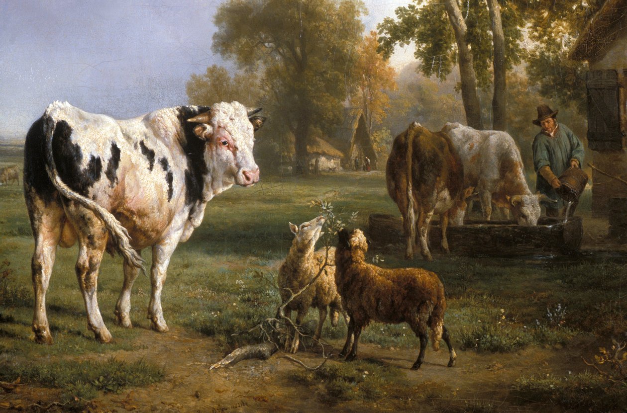 “Beyaz boğa ve diğer hayvanlar” (resim) by Jacques Raymond Brassacat